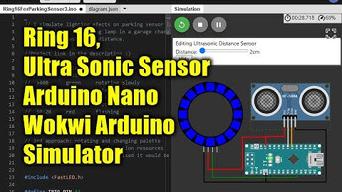 Ultrasonic Sensor on Wokwi Arduino simulator - Parking sensor, Arduino Nano - HC-SR04 online