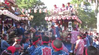 １０７６やわたんまち・南町山車が入場。他町４基と再会を祝う。祭は最高の盛上り。26yawatan14MVI 0197b