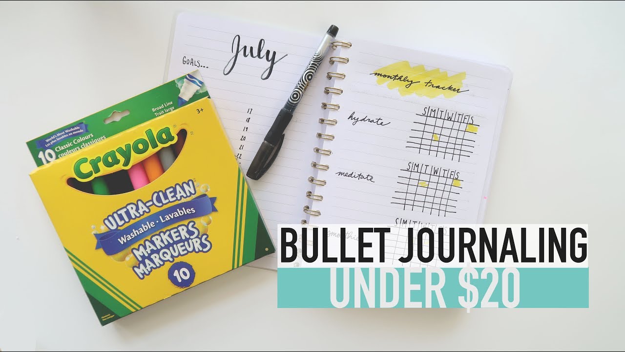 bullet journal on lined paper