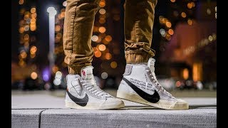 off white blazer mid on feet