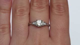 1930S Art Deco Platinum .99Ct Old European Cut Diamond Engagement Ring