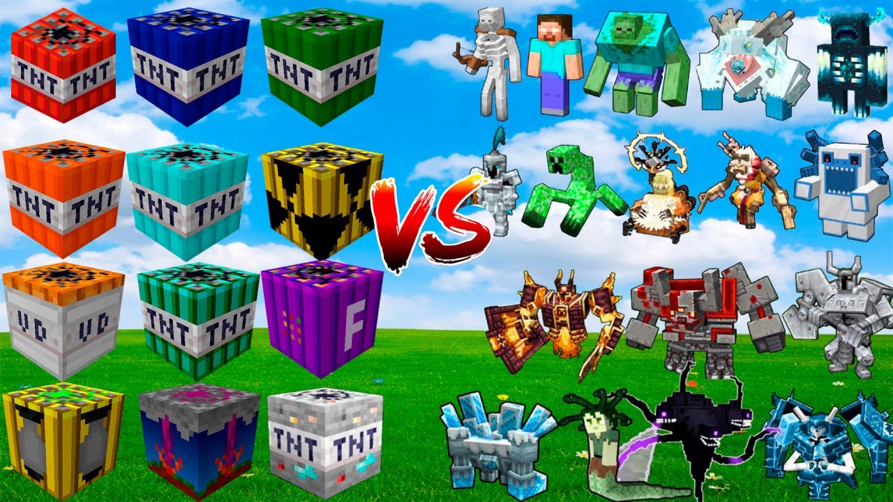 ALL Minecraft TNT vs Every Strongest Boss Mob