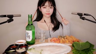 ASMR Let's drink together ! Sashimi & Fried Shrimp Mukbang (feat.Soju)