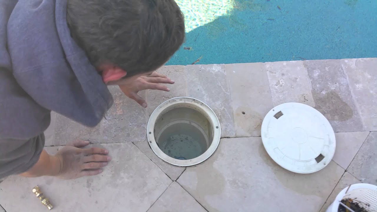 Swimming pool skimmer pipe leak - YouTube