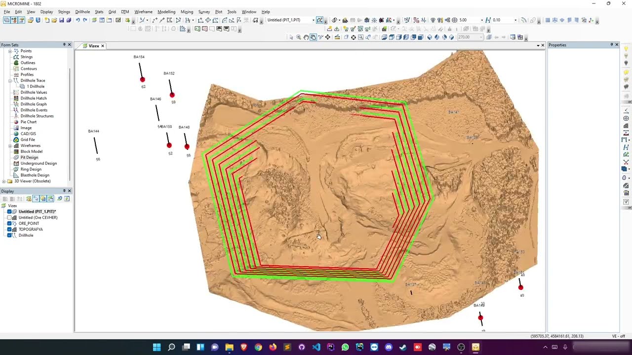 Micromine - Açık Ocak Tasarımı (Open Pit Design)