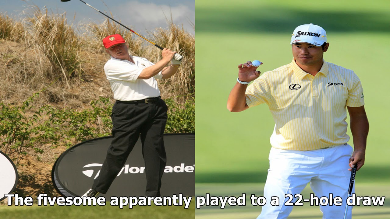 President trump playing golf with a duo of top american golfers youtube