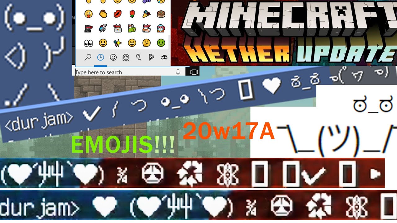 How To Use Emojis And Text Emoticons In Chat w17a Tutorial Unicode Support In Minecraft Youtube