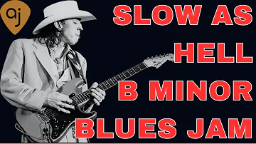 Slow As Hell B Minor Blues Backing Track | SRV Style Guitar Jam (43.33 BPM)