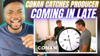 🇬🇧BRIT Reacts To CONAN CATCHES HIS EMPLOYEE JORDAN COMING IN LATE FOR WORK!