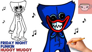 How To Draw Huggy Wuggy Poppy Playtime | Friday Night Funkin Mod FNF | Step By Step Drawing Tutorial