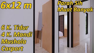 Rumah Minimalis Paling KEREN PARAH ( 6x12 meter - 6 kamar tidur)