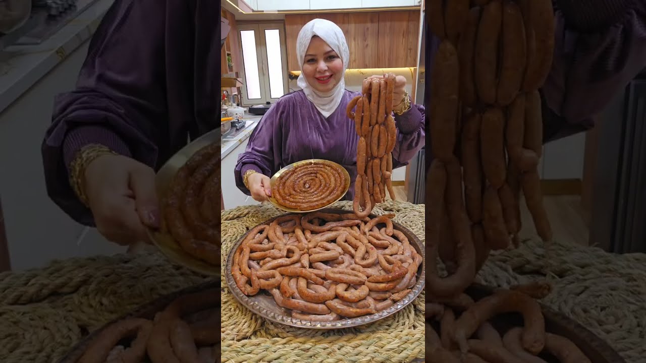 جوزى وعيالى بيزعلو منى لما بشتريه جاهز 😅سجق الجزارين من كيلو لحمه عملت كميه كبيره 👌