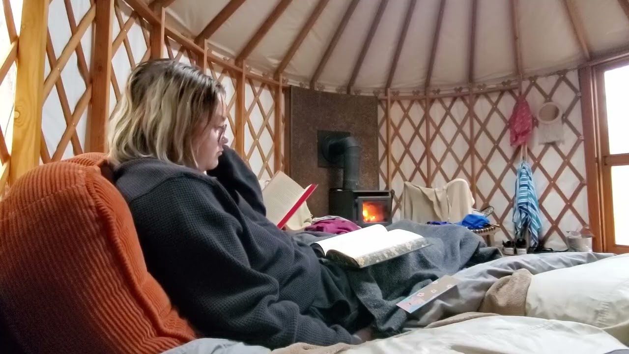 Read with us at the hot springs || rain and fireplace ambience