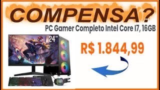 PC Gamer Completo Intel Core I7, 16GB RAM, SSD 512GB, Windows 10, Kit Gamer Monitor 24 Polegadas