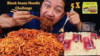 Eating 5 Black Beans Noodles in 5 Minutes Challenge | Aja Pet Full