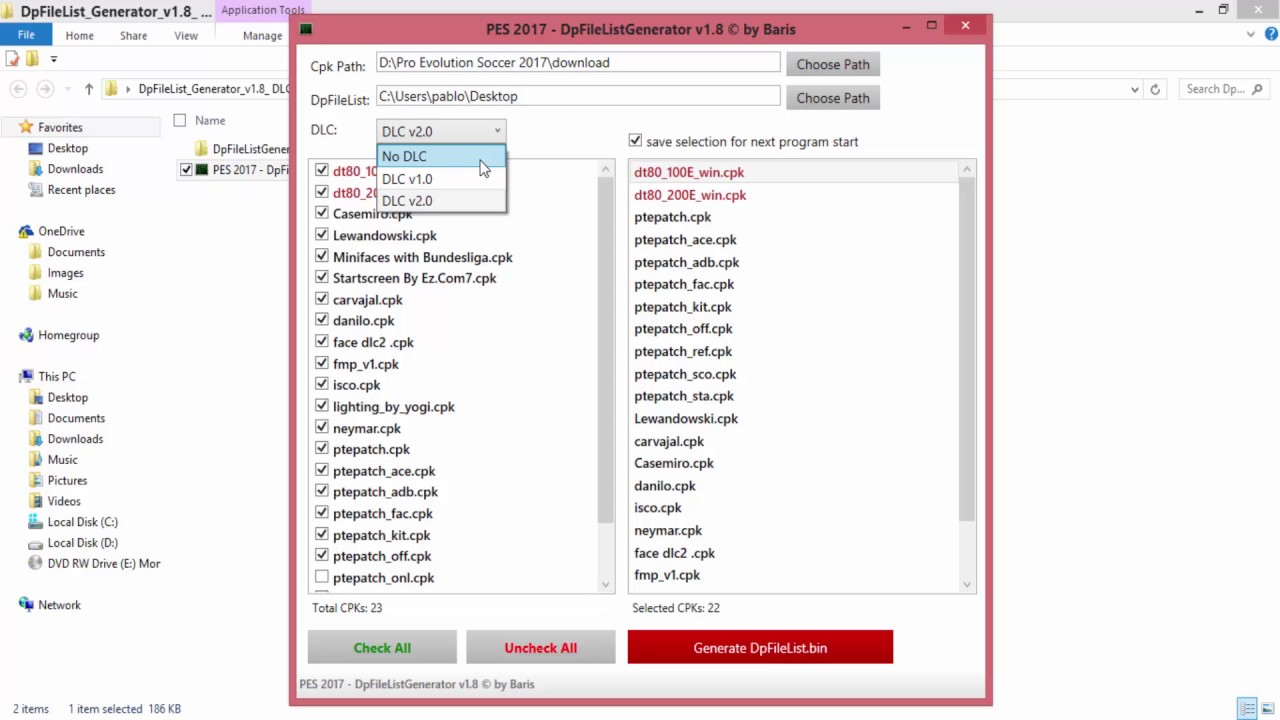 dpfilelist generator v1.8 by baris