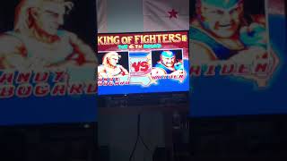 playing the oldschool king of fighters game on a high definition smart tv