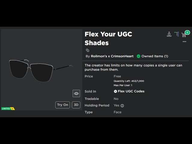 Flex Your UGC Shades  Roblox Item - Rolimon's