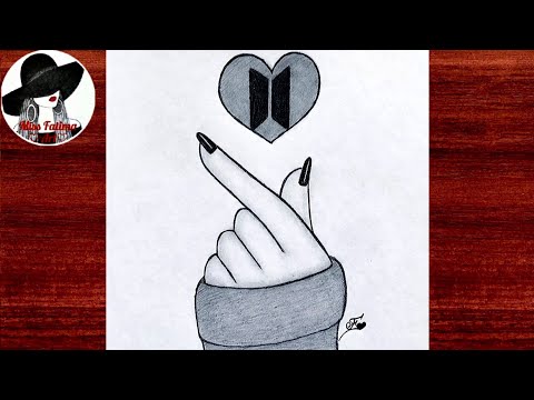 Korean Tumblr Heart Drawing | Easy BTS Drawing | BTS Army Drawing