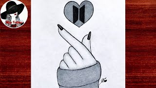 Korean Tumblr Heart Drawing | Easy BTS Drawing | BTS Army Drawing