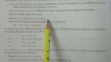 Changes in Coefficient of Objective function cj in Post-Optimal analysis - BSc Statistics