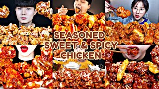 Seasoned Sweet And Spicy Korean Fried Chicken | MUKBANG ASMR Compilation