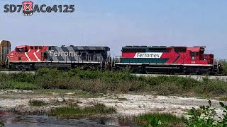 Maquinas grandes con Maquinas chicas en Accion Jalando Trenes largos🚂 Trenes KCSM en vias Ferromex🇲🇽