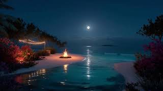 A Soft Night by the Ocean - Cozy Fire Sounds & Peaceful Waves for Better Sleep screenshot 2