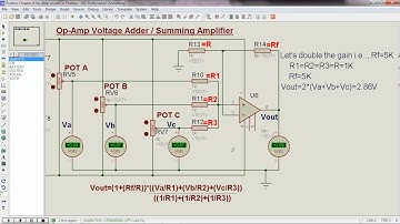 Proteus - Op Amp as Summing Amplifier