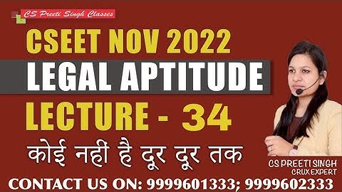 CSEET Nov 2022 l Legal Aptitude Lec 33  I CSEET Online classes I CSEET Face to Face Classes