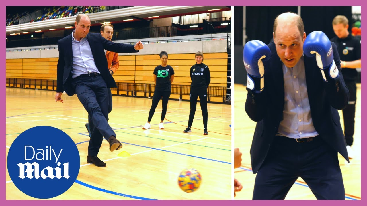 Prince William shows off football skills at Olympic Park with Kate Middleton