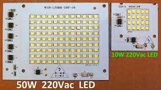 Testing 50W & 10W 220Vac mains LEDs