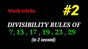 Divisibility rules of 7,13,17,19,23,29 in odia | Divisibility rules in 2 second #mathstricks