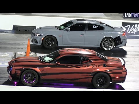 Hellcat Redeye vs Charger Scat Pack Widebody - muscle cars drag racing