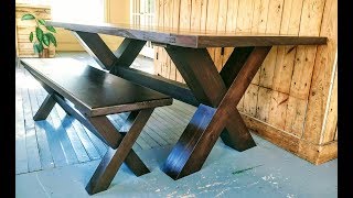 An "X" legged bench that fits with the design of the table. This is part 3 of 3 of this project.