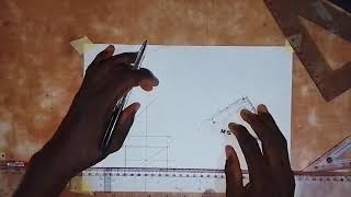 F.E., Complete Plan, True Shape, End Elevation and Surface Development of a Rectangular Pyramid 
