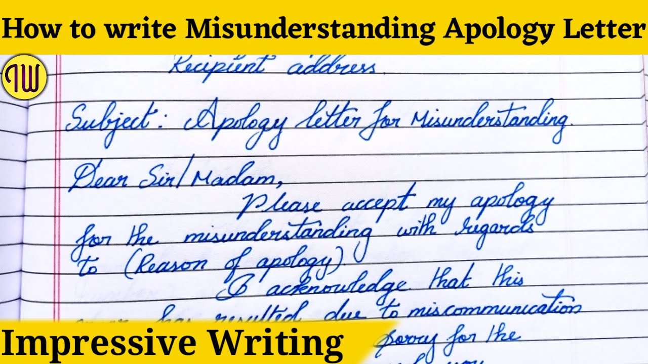 sample letter of apology for misunderstanding