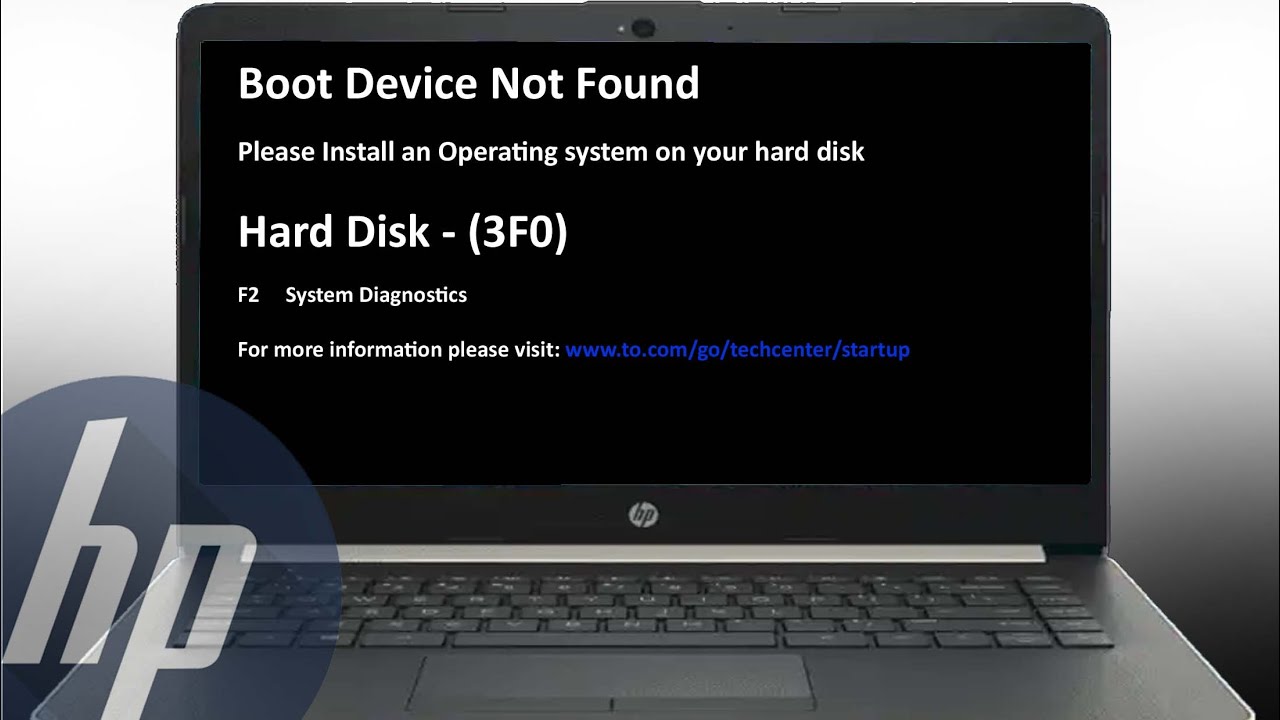 Boot Device Not Found, Hard Disk - (19F19)  Please install an operating  system on your hard disk, HP