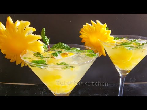 Pineapple Mojito Non Alcoholic Recipe - Pineapple Mojito Mocktail Recipe