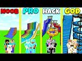 Minecraft Battle: NOOB vs PRO vs HACKER vs GOD: WATER SLIDE BASE HOUSE BUILD CHALLENGE / Animation