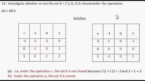 Binary operation: closed or not closed set :Investigate if the set is closed under a given operation