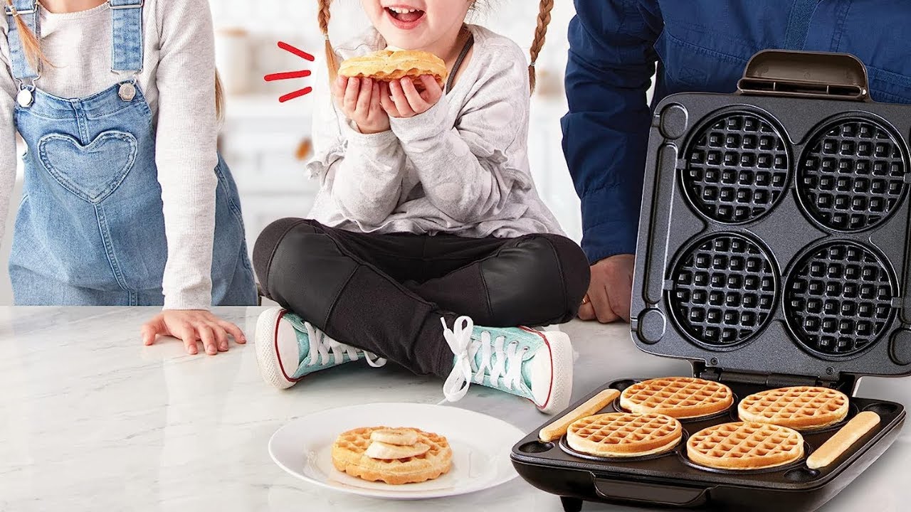 Dash Multi Mini Waffle Maker: Four Mini Waffles, Perfect for Families and Individuals, 4 inch Dual Non-Stick Surfaces with Quick Release & Easy