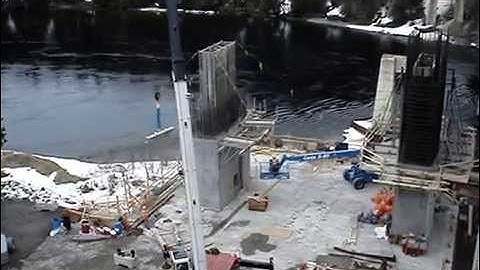 NIPIGON RIVER  NEW SUSPENSION BRIDGE UNDER CONSTRUCTION APRIL 2014