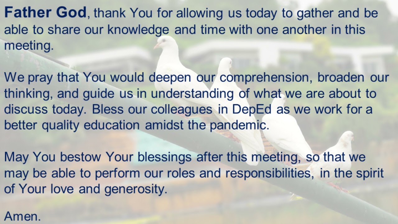 Prayer for DepEd Meetings/Conferences - YouTube