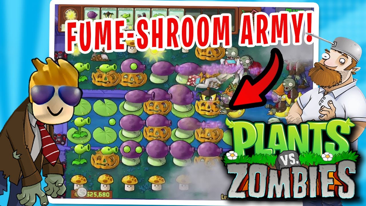 Plant Vs Zombies PC Gameplay - Crazy Dave Challenge - Fume Shroom, Plantern, Pea shooter