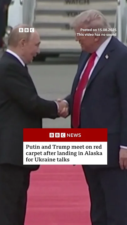 President Trump and President Putin shake hands as they meet for talks on the Ukraine war. #BBCNews