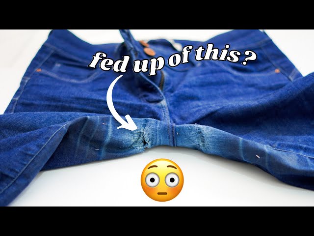 How to fix ripped jeans inner thigh by hand - super easy