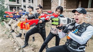 LTT Game Nerf War : Couple Warriors SEAL X Nerf Guns Fight Crime Mr Zero Crazy Gang Competition