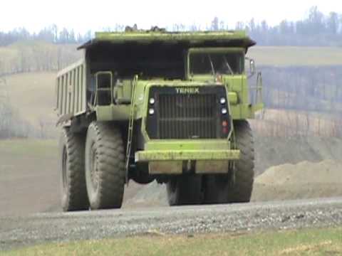 BIG Terex Mining Truck Crawling Up Grade