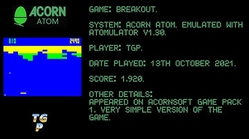 Breakout by Acornsoft (Acorn Games Pack 1) - Acorn Atom - 1,920 points.